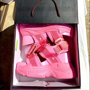 ANTHONY WANG HOT BUBBLEGUM PINK PLATFORM SANDALS
